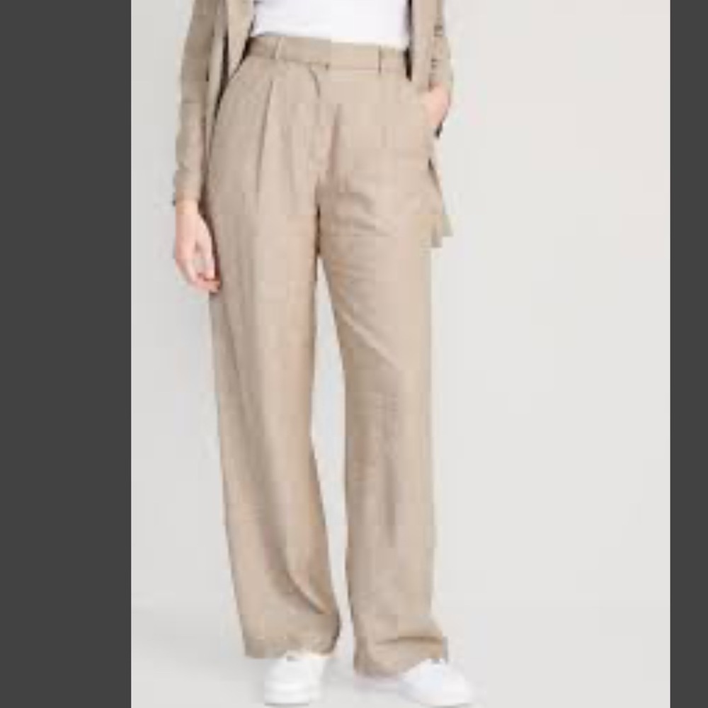 Old Navy linen blend Taylor wide leg trouser light tan Woman’s size XL - Picture 2 of 15